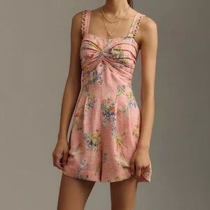 Ranna Gill Pink Floral Twist-Front Romper